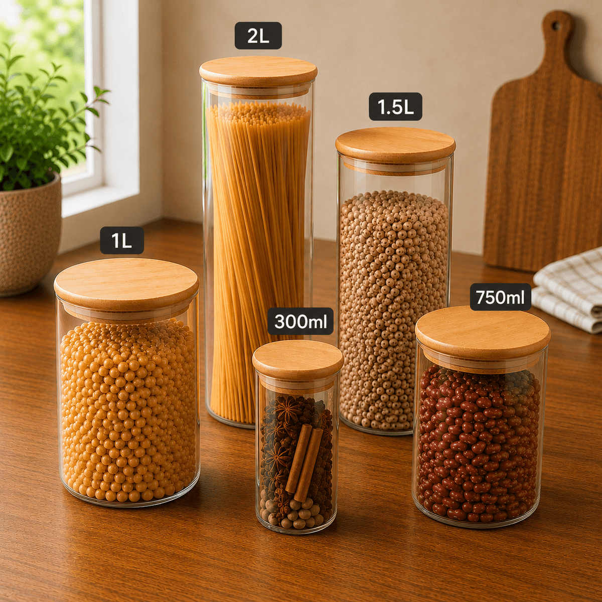 High Borosilicate Glass Storage Jar with Bamboo Lid Kenya