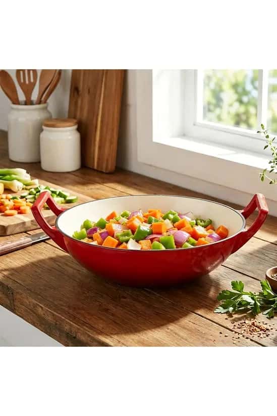 Cast Iron Wok Pan 30cm Red Kenya
