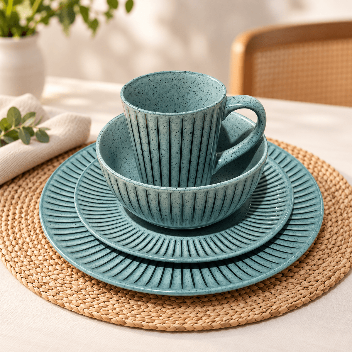 SCULPTURA - 16 Piece Ceramic Dinner Set Kenya